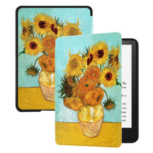 Huasiru Case for All-New Kindle Paperwhite with 6.8" Display (11th Gen-2021 Release Only - Will Not fit Prior Generation Kindle Devices) with Auto Wake/Sleep, Sunflowers