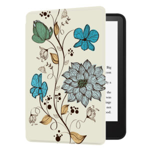 Huasiru Case for All-New Kindle (11th Gen - 2022 Release Only, Model NO C2V2L3) Cover with Auto Wake/Sleep — Will not fit Kindle Paperwhite or Kindle Oasis, Water flowers