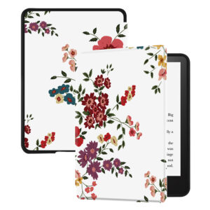 Huasiru Case for All-New Kindle Paperwhite with 6.8" Display (11th Gen-2021 Release Only - Will Not fit Prior Generation Kindle Devices) with Auto Wake/Sleep, Red flowers