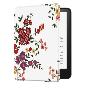 Huasiru Case for All-New Kindle (11th Gen - 2022 Release Only, Model NO C2V2L3) Cover with Auto Wake/Sleep — Will not fit Kindle Paperwhite or Kindle Oasis, Red Flowers
