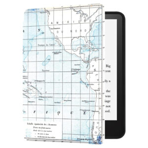 Huasiru Case for All-New Kindle (11th Gen - 2022 Release Only, Model NO C2V2L3) Cover with Auto Wake/Sleep — Will not fit Kindle Paperwhite or Kindle Oasis, Blue Map